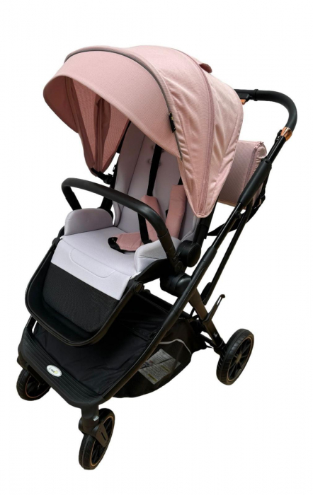 Carucior Sport Pliabil Reversibil cu Geanta si Husa Picioare - Roz [3]