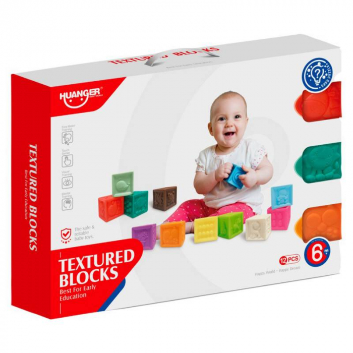 Set 12 Cuburi Moi si Senzoriale pentru Bebelusi cu Diferite Texturi [2]