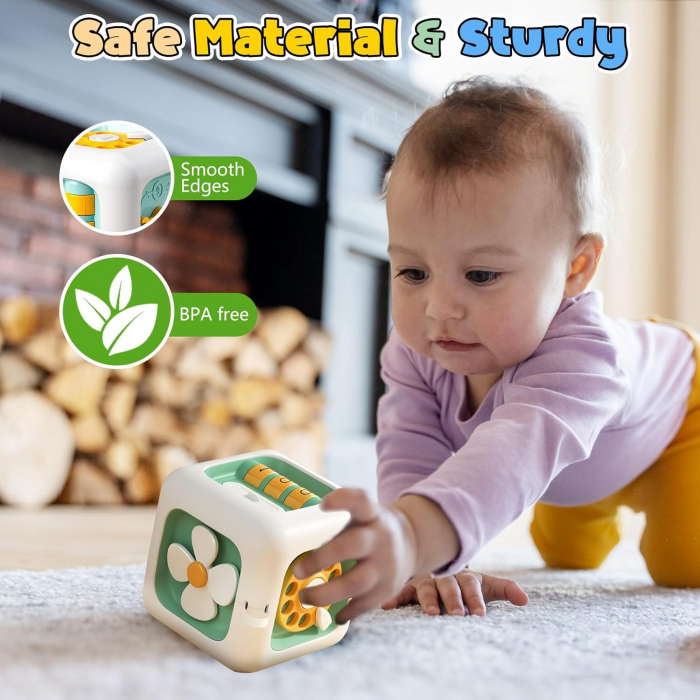 Cub Montessori cu 6 Activitati pentru Copii, Verde Pastel [2]