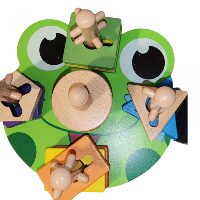 Joc Motricitate din Lemn – Joc Montessori Potrivire Forme si Infiletare [1]