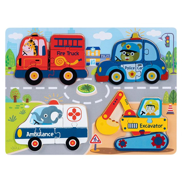 Puzzle din Lemn cu 4 Vehicule [2]