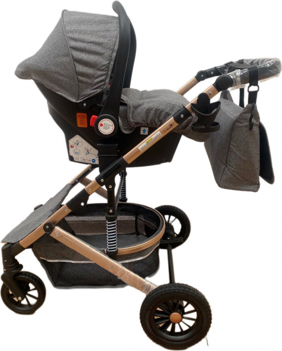 Carucior copii 3 in 1 – landou, scoica, sport - Gri [5]