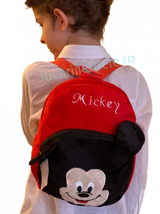 Rucsac din plus de tip ghiozdanel pentru copii Rosu cu Mickey Mouse [3]