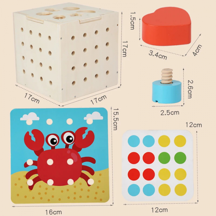 Cub Montessori din Lemn, Insurubare si Sortare, 6 Activitati [5]