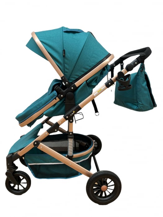 Carucior copii 3 in 1 – landou, scoica, sport - Turcoaz [8]