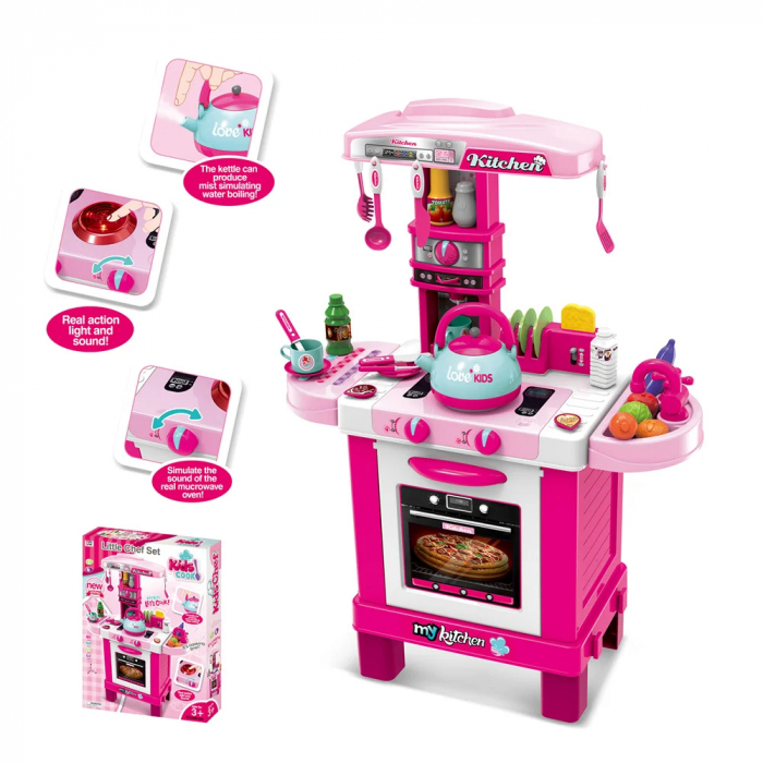 Joc de Rol, Set Bucatarie Multifunctionala, Roz, Lumini, Sunete si Accesorii [1]