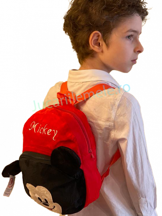 Rucsac din plus de tip ghiozdanel pentru copii Rosu cu Mickey Mouse [6]