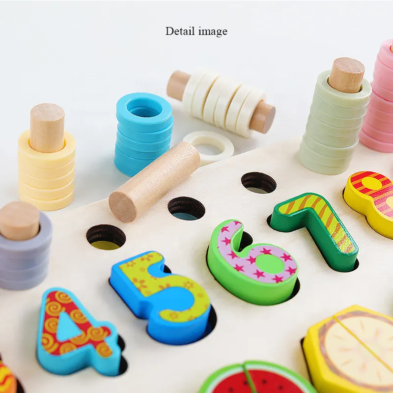 Joc Montessori din Lemn Educativ, 5 in 1, cu Fructe si Cifre [2]