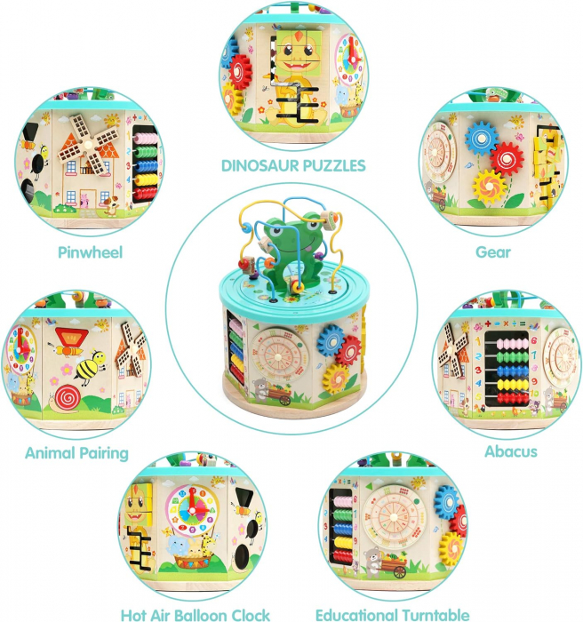 Jocul Motricitate Educativ din Lemn Broscuta Interactiva 9 în 1 Montessori [5]