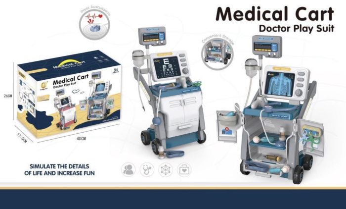 Set Doctor pentru Copii cu Carucior Medical, 26 Accesorii, ECG, Lumini si Sunete [5]