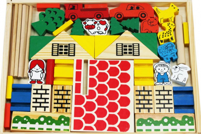 Set cuburi din lemn, Multicolor, Ferma [2]