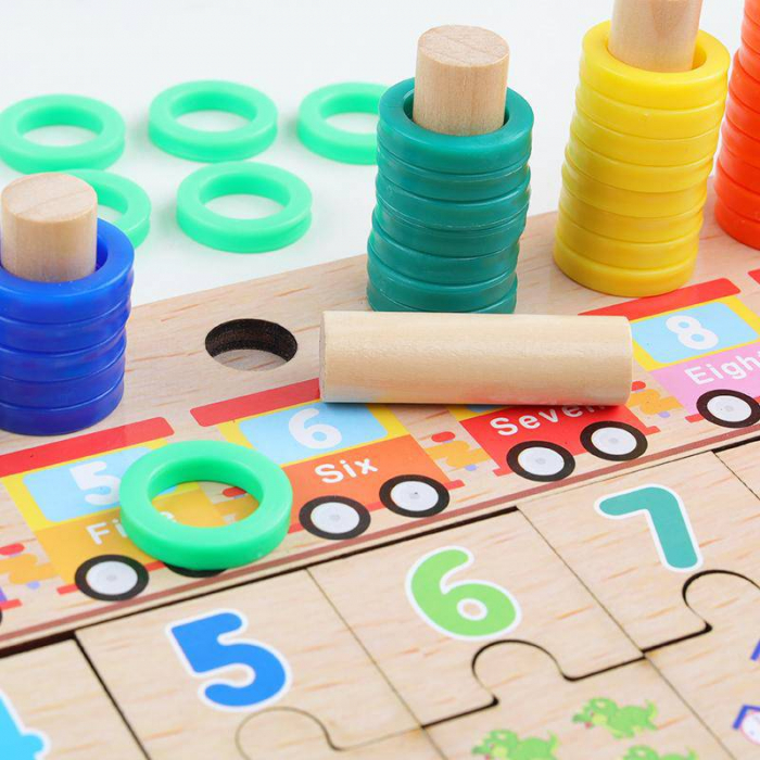 Joc din lemn "Invatam Matematica" - puzzle, numere [4]