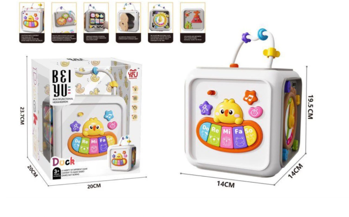 Cub Educativ 6 in 1 Interactiv pentru Copii, cu Pian, Labirint cu Margele, Sortator de Forme si Jocuri de Indemanare [6]