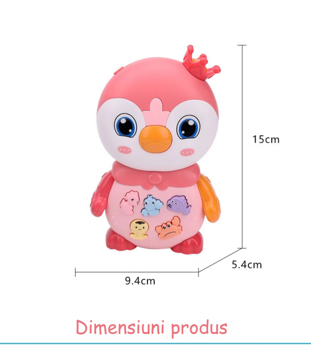 Jucarie Interactiva pentru Bebelusi cu Lumini si Sunete, Pinguinul Regal [5]