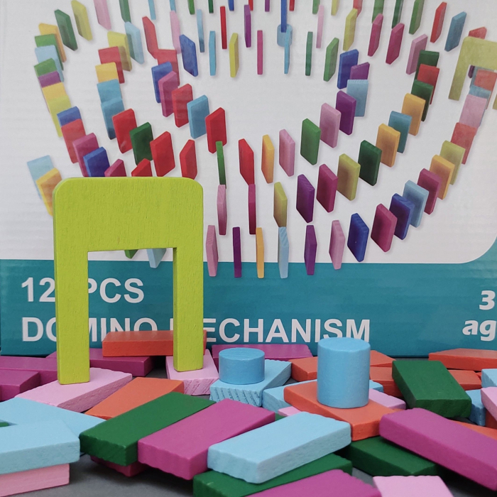 Joc Domino din Lemn cu Piese Colorate, 123 de Piese [1]