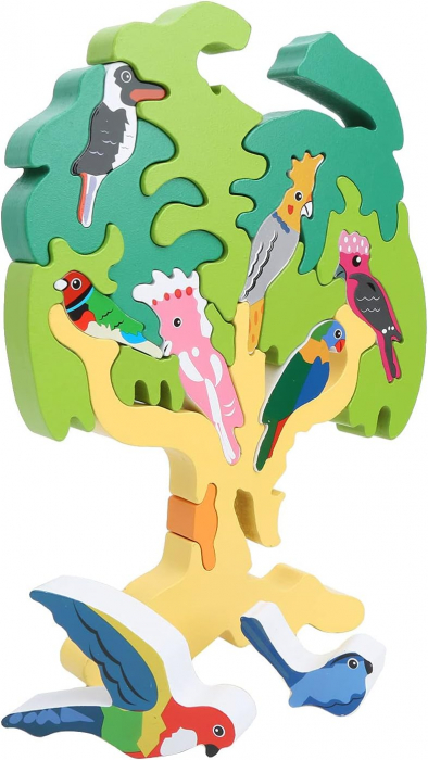 Puzzle din lemn - copac cu pasari [3]