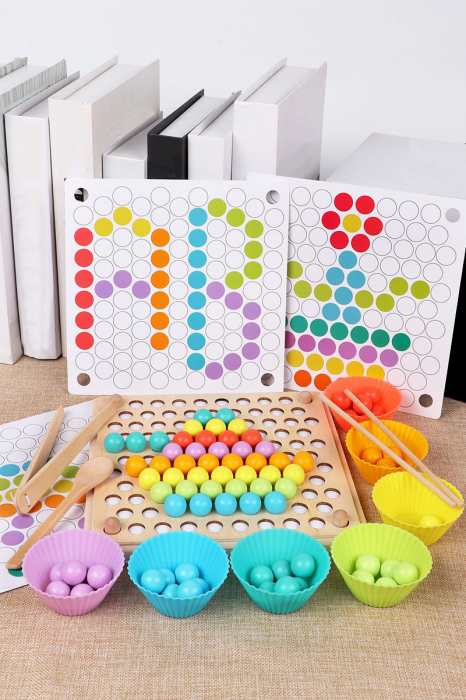 Joc de Îndemânare - Sortare și Asociere a Culorilor Bilelor Montessori [4]