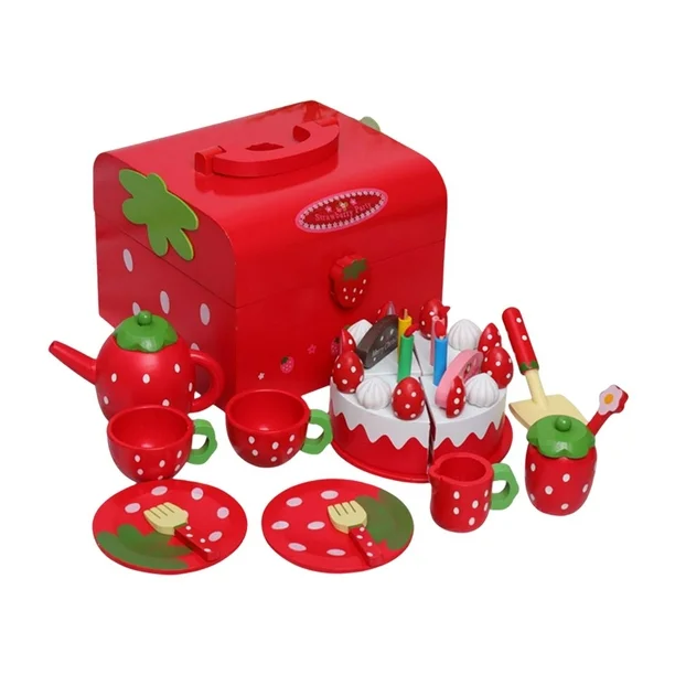 Set Strawberry Servire Ceai cu Tort Aniversar, Rosu [2]