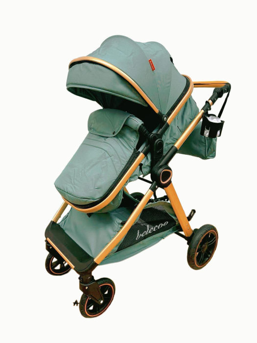 Carucior 2 in 1 cu Landou, Geanta Inclusa, Cadru de Aluminiu, Roti Pivotante 360 si Suport Pahar, 0-36 Luni, TURCOAZ [3]