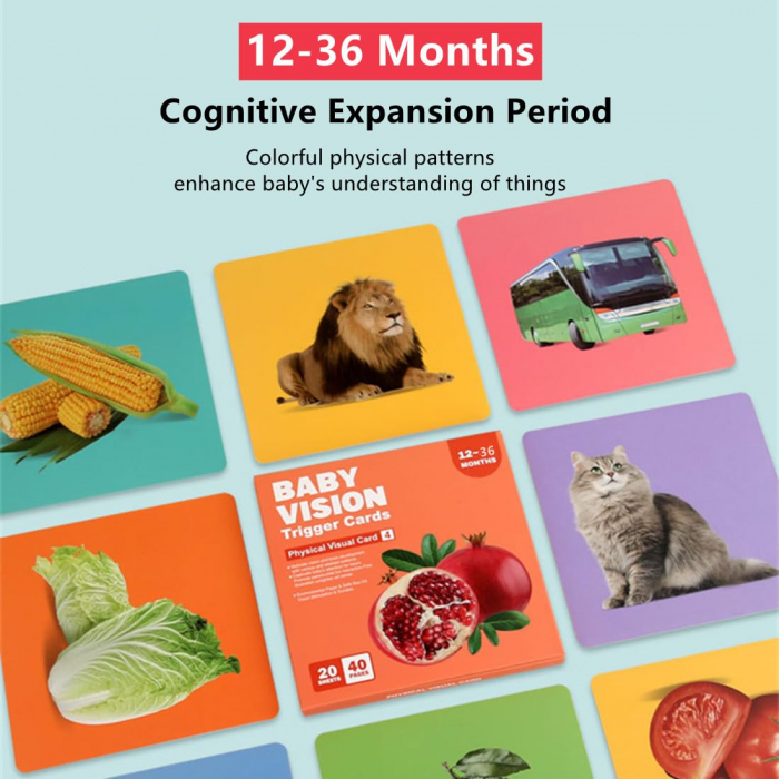 Set 20 de Carduri Stimulare Vizuala pentru Bebelusi, 4 Etape de Dezvoltare [2]