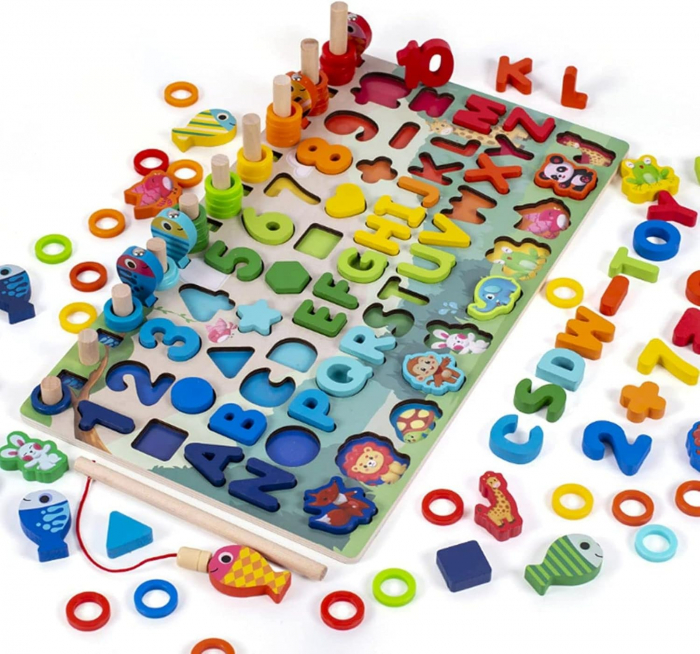 Tabla Educativa Logaritmica 6 in 1 - 133 piese, Cifre, Litere, Animalute [1]