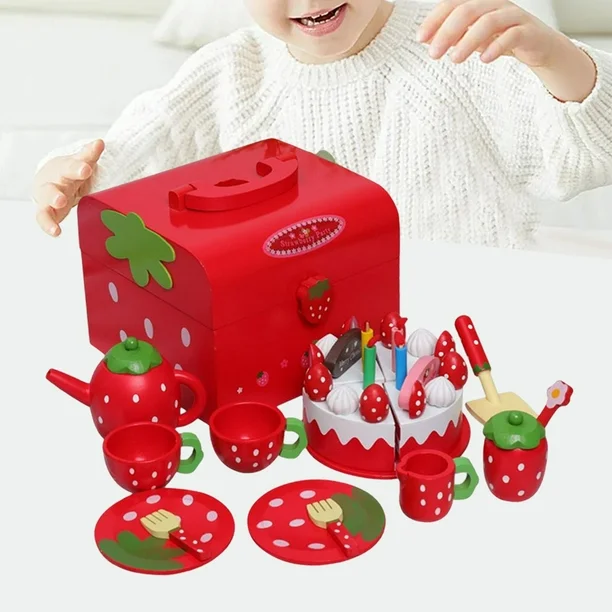 Set Strawberry Servire Ceai cu Tort Aniversar, Rosu [3]