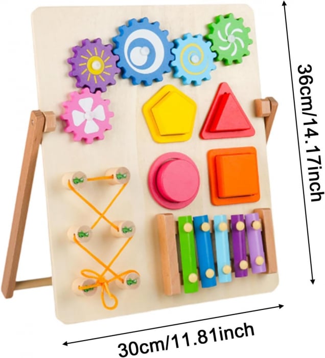 Busy Board din Lemn cu 4 Activitati Interactive si Distractive [3]