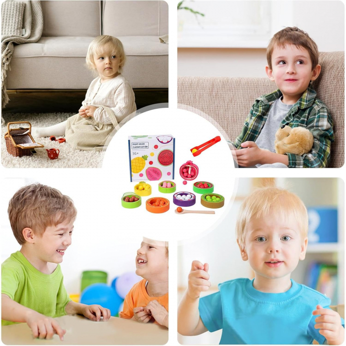 Jucarie Montessori de Sortare cu Fructe si Bile Colorate [5]