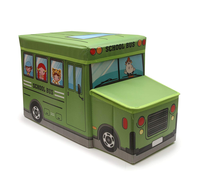 Cutie de Depozitare Pliabila pentru Jucarii, Autobuz Scolar, VERDE [6]