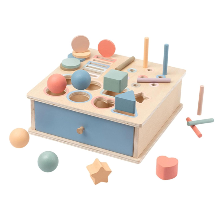 Cutia Permanentei Montessori din Lemn cu Sertar, Bile și Forme Geometrice, Jucarie Educativa [2]