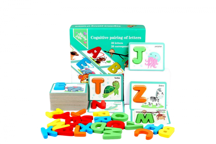 Joc Invatare Limba Engleza - 26 cartonase, Asociere litere cu Animalute [1]