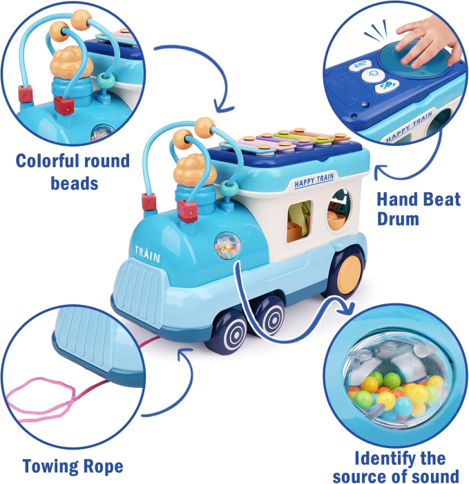 Jucarie Interactiva Locomotiva cu Activitati si Xilofon – Albastra [2]