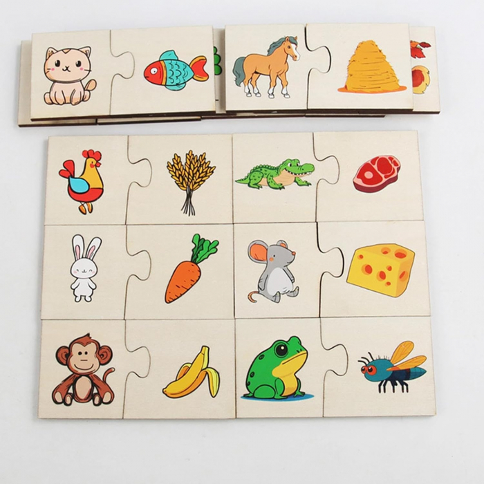 Puzzle din Lemn din 2 Piese, Ce mananca animalutul? [4]