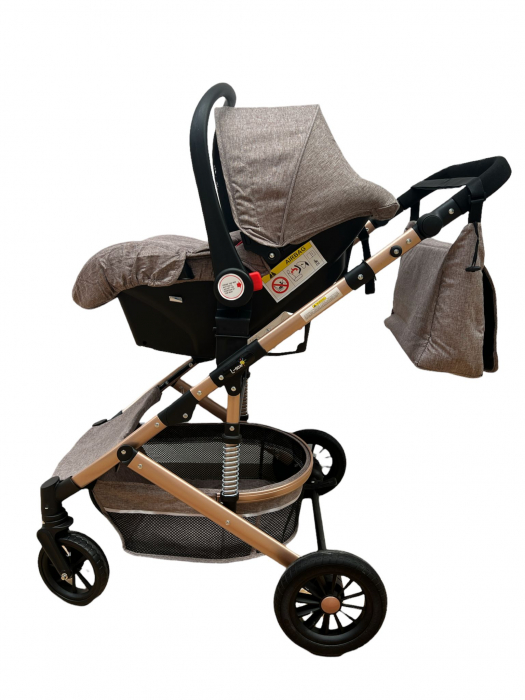 Carucior copii 3 in 1 – Landou, Scoica, Sport - Bej [4]