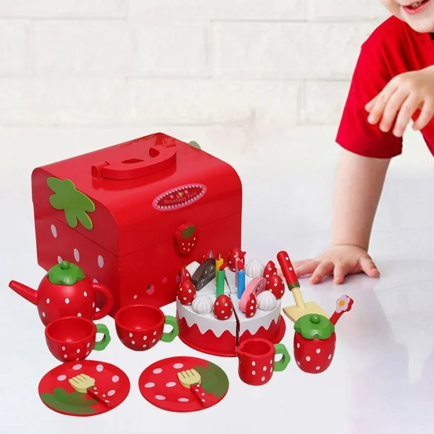 Set Strawberry Servire Ceai cu Tort Aniversar, Rosu [4]