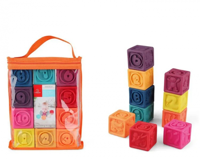 Set Cuburi Senzoriale cu Diferite Texturi, 10 Bucati, Multicolor [1]