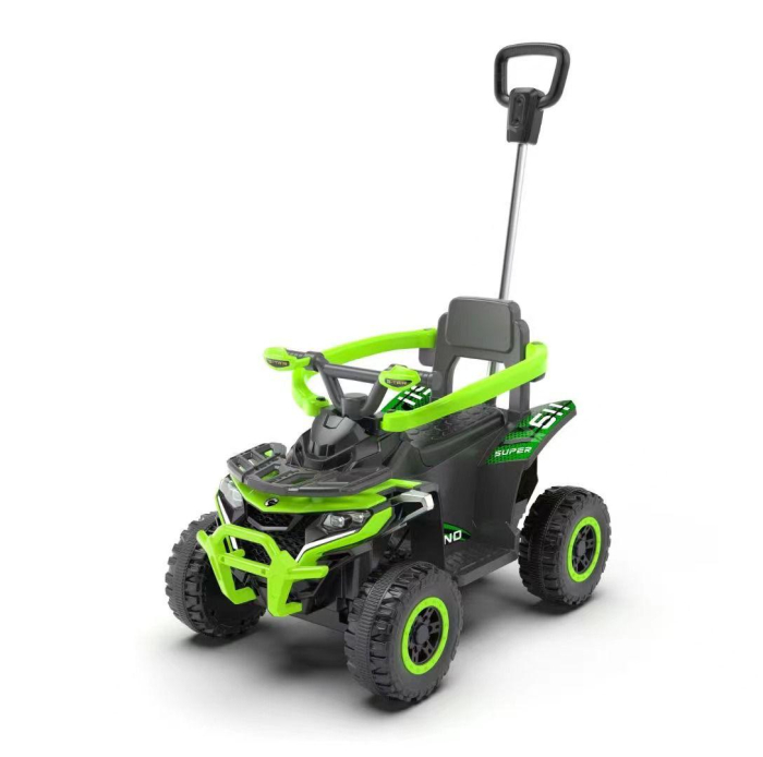 ATV Electric Pentru Copii Cu Telecomanda 2.4G, Muzica MP3, Lumini LED, Motor 6V, Maner de Impins, 1-4 Ani, VERDE [2]