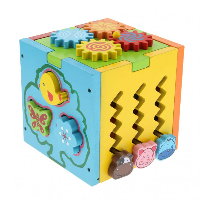 Cub din Lemn – 5 Jocuri in 1- Jucarie Educativa Multifunctionala [4]