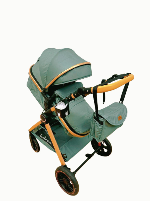 Carucior 2 in 1 cu Landou, Geanta Inclusa, Cadru de Aluminiu, Roti Pivotante 360 si Suport Pahar, 0-36 Luni, TURCOAZ [4]