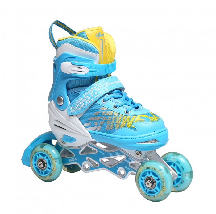 Role Reglabile Copii, Roti cu Lumini LED, 35 - 38, Set Protectie - Albastru [6]