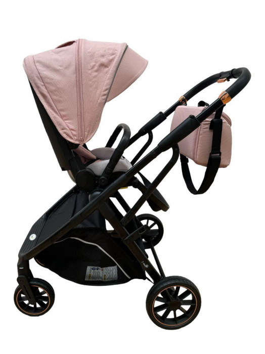 Carucior Sport Pliabil Reversibil cu Geanta si Husa Picioare - Roz [10]