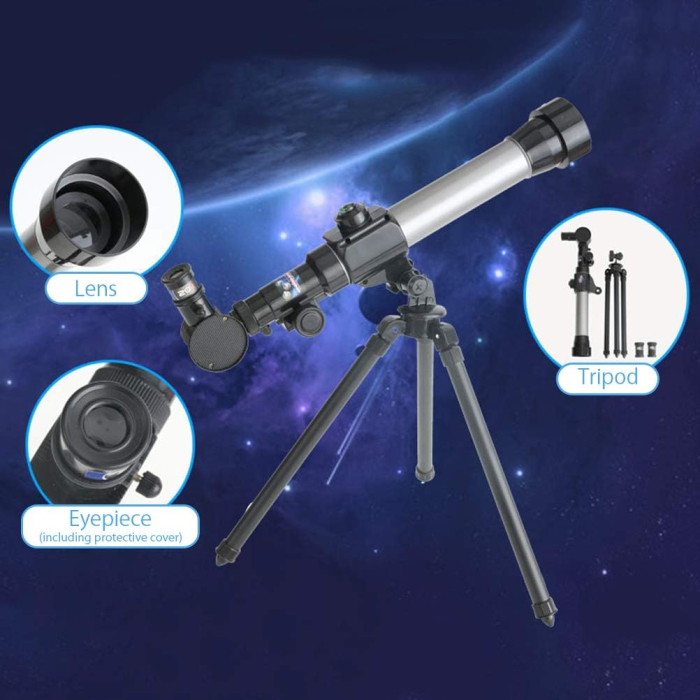 Telescop pentru Copii cu Trepied si 3 Oculare, Negru [6]