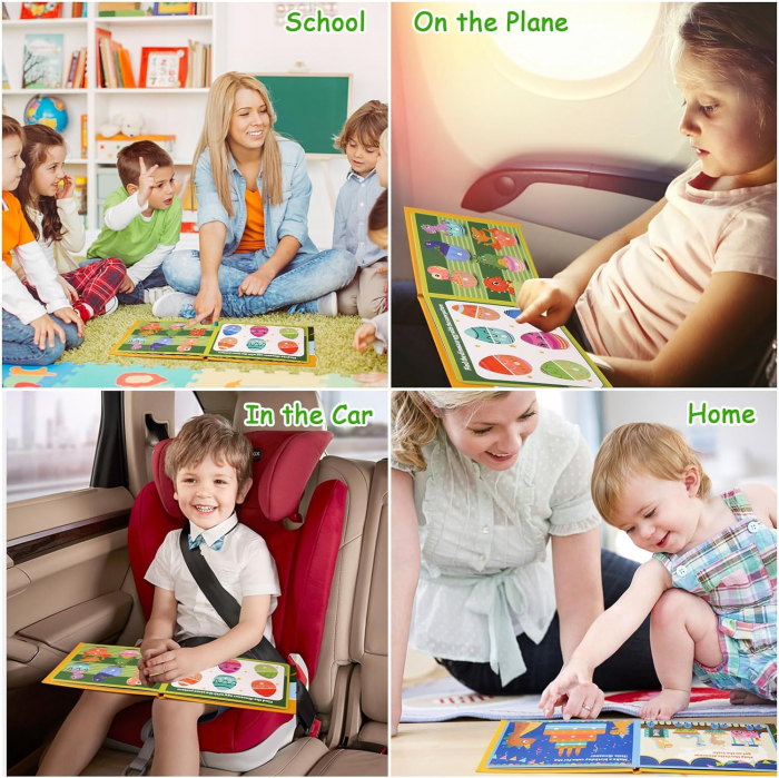 Quiet Book, Carte Montessori cu Stickere Reutilizabile, Model Dinozauri [4]
