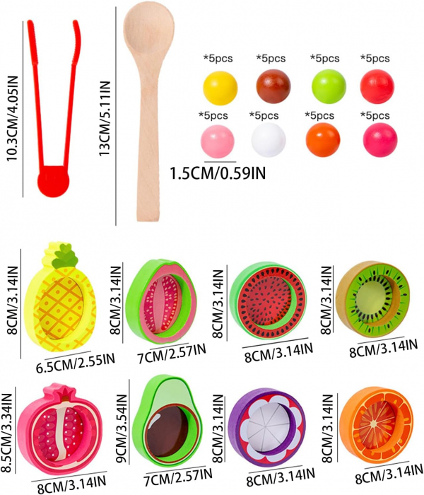 Jucarie Montessori de Sortare cu Fructe si Bile Colorate [8]