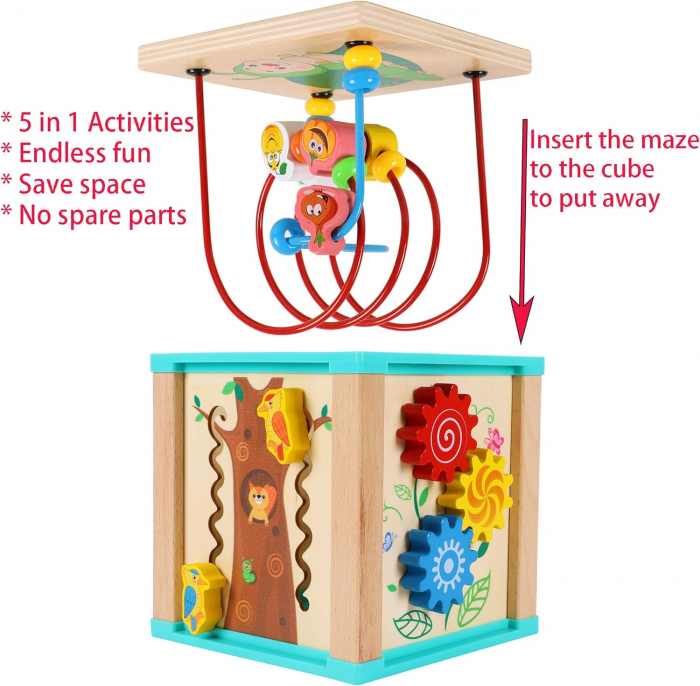 Joc Montessori Multifunctional din Lemn cu 5 Activitati [3]