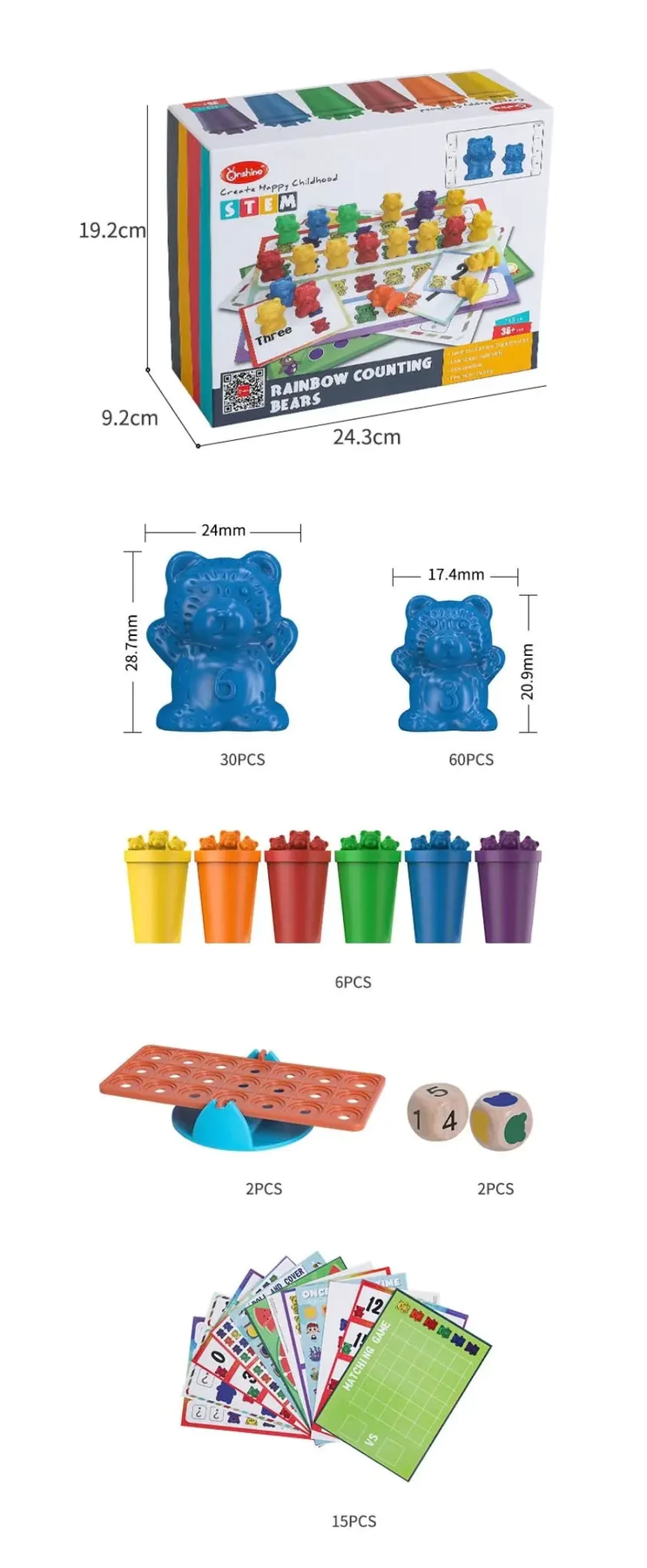 Joc educativ Sortare, Numărare, Activități și Echilibru Ursuleți Rainbow [2]