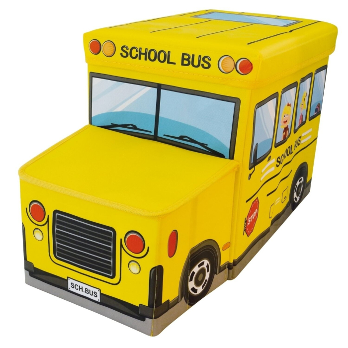 Cutie de Depozitare Pliabila pentru Jucarii, Autobuz Scolar, GALBEN [5]