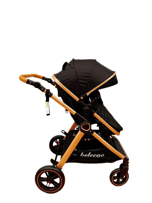 Carucior 2 in 1 cu Landou, Geanta Inclusa, Cadru de Aluminiu, Roti Pivotante 360 si Suport Pahar, 0-36 Luni, NEGRU [5]