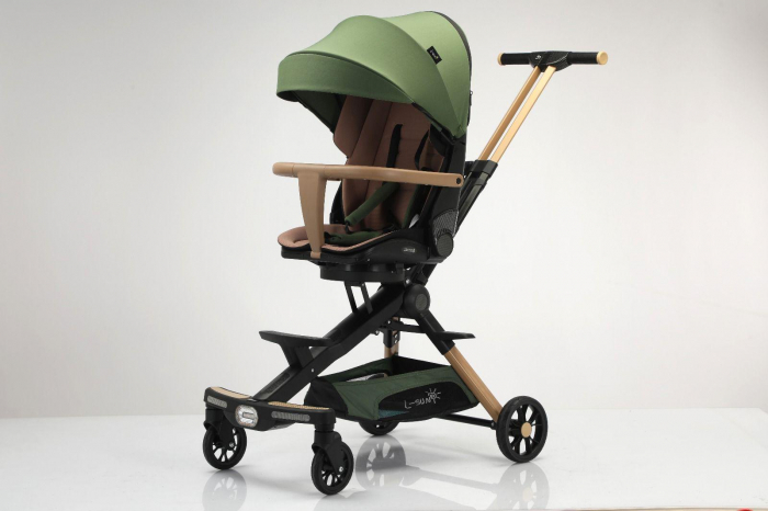Carucior Pliabil 4 Roti, cu Sunete si Lumini Incorporate - Verde Olive [1]