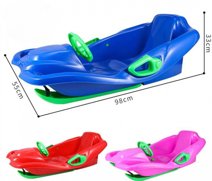 Sanie bob de viteza cu volan, din material rezistent, 98x55x33 cm [5]